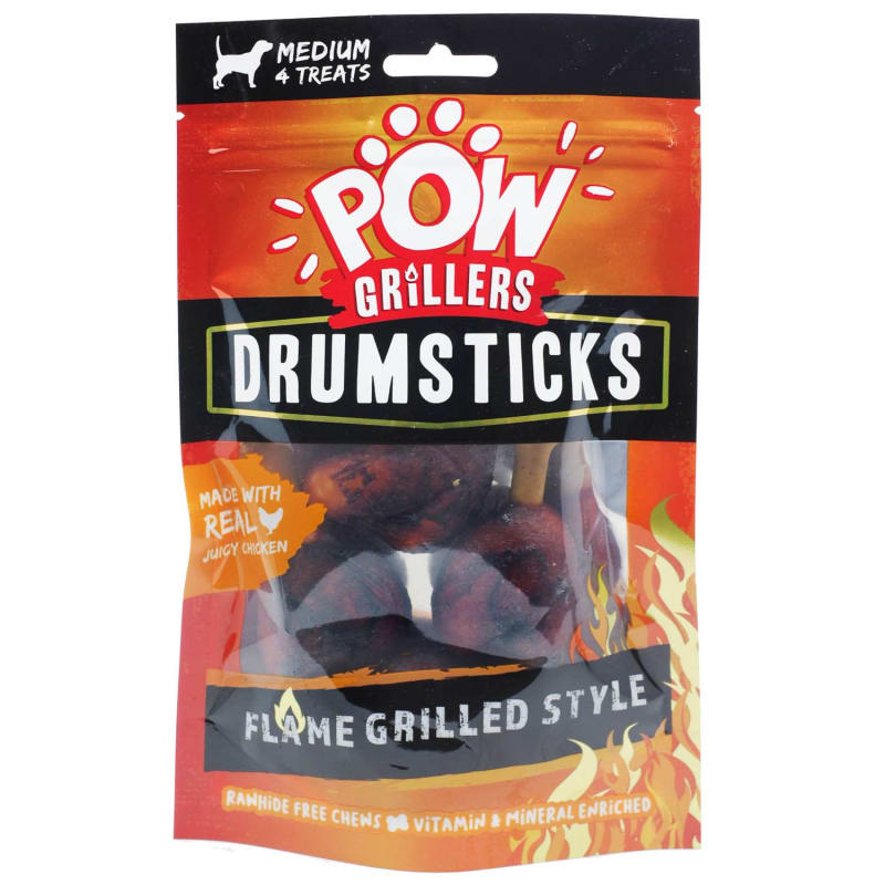 POW Grillers Flame Grilled Style Drumsticks Dog Treats B&M