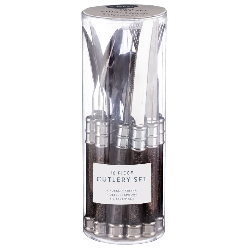 Simply Everyday Bubble Cutlery Set 16pc Charcoal Cutlery B&M Stores