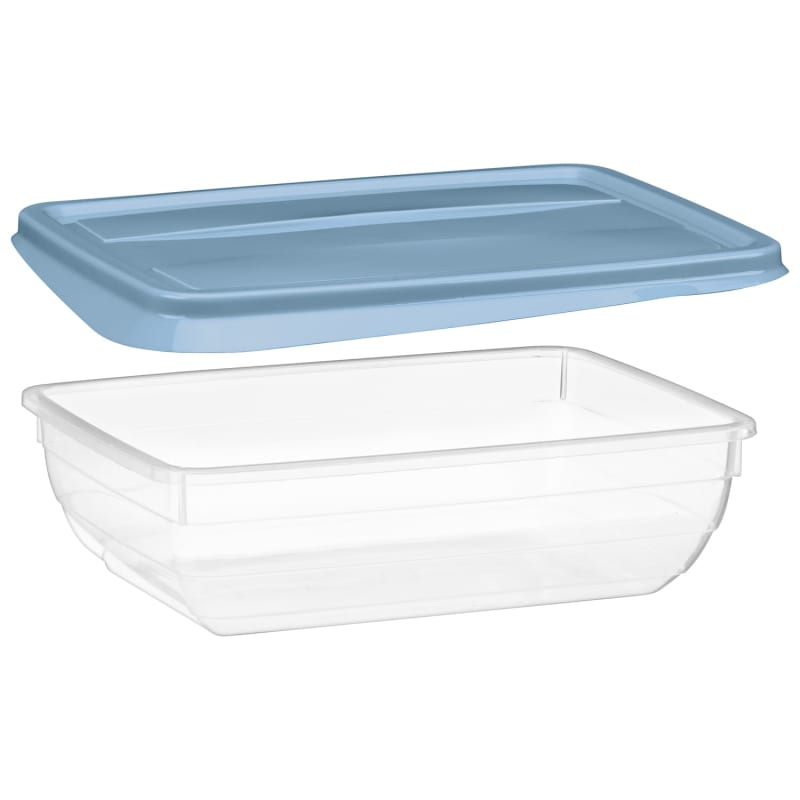 Large Food Tubs with Airtight Lids 4pk Blue Kitchen B&M
