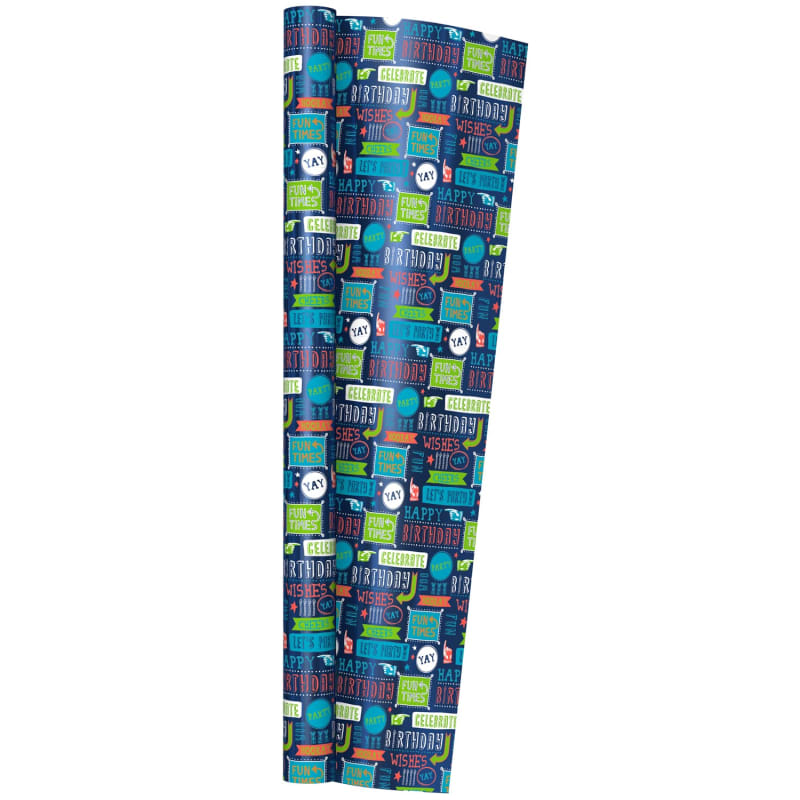 Recycled & Recyclable Birthday Wrapping Paper 5 Sheets Eco Friendly Made In The UK. Packaged In Compostable Materials - View #2