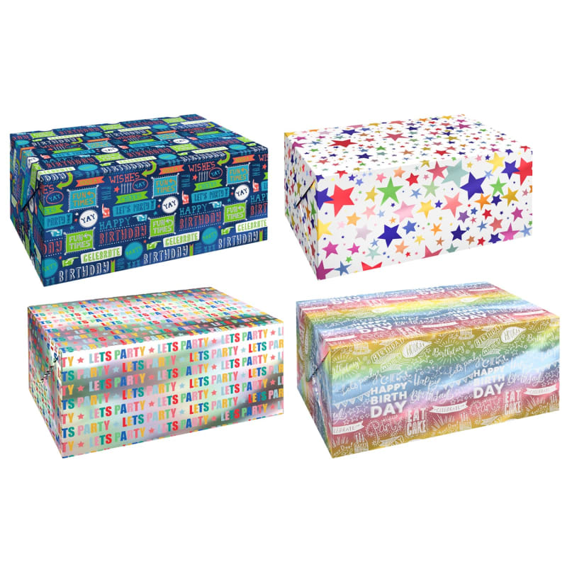 Foil Wrapping Paper 3m Stars Gift Wrap & Bags B&M