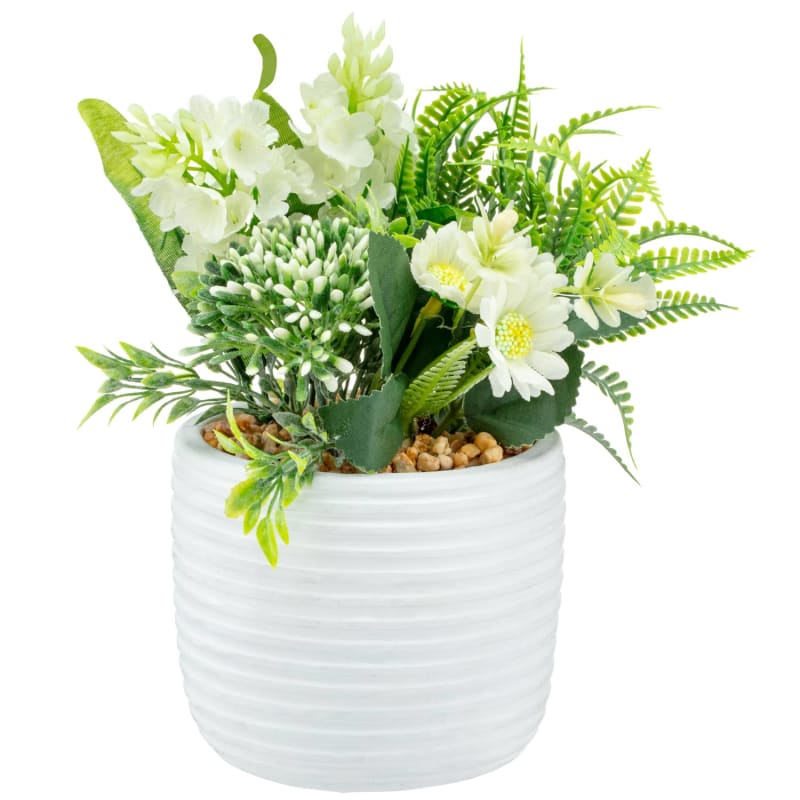 Mixed Flowers In Pot White Vases & Artificial Flowers B&M