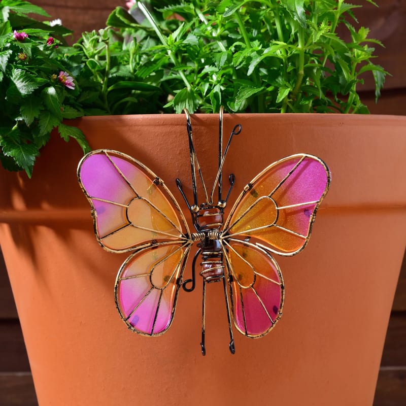 Glitter Plant Pot Hook Garden Ornaments B&M