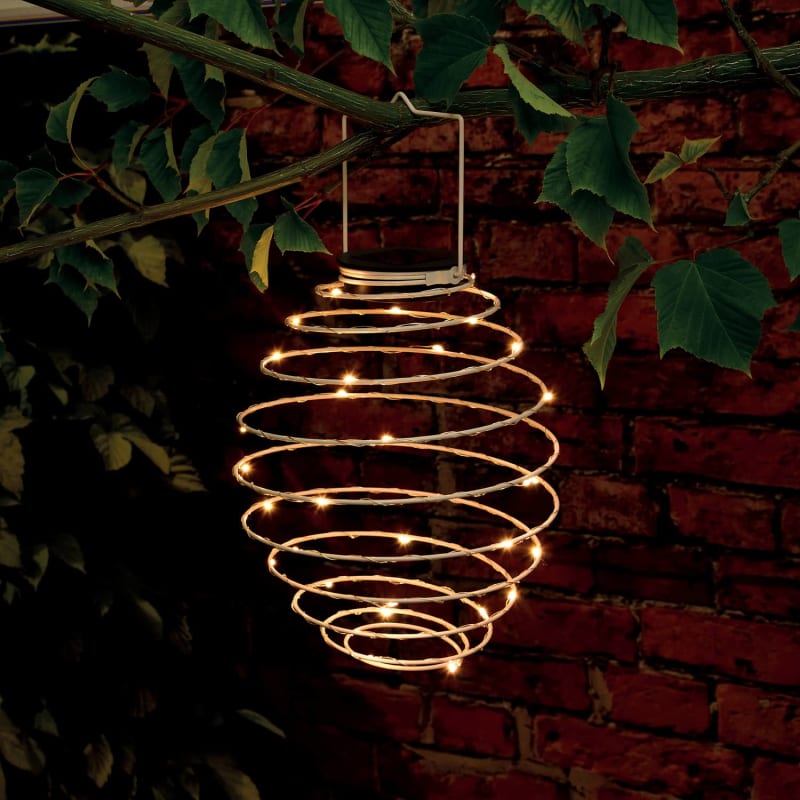 Solar Powered Spiral Lantern Cream Decorative Solar Lights B&M
