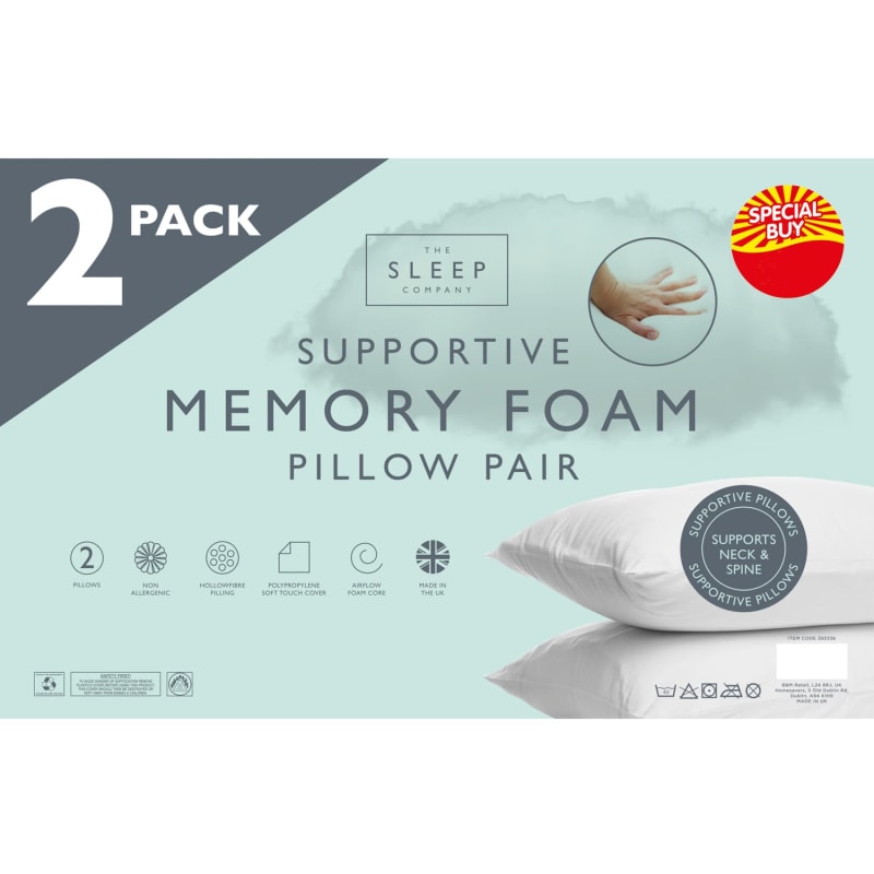 Luxury Soft Memory Foam Pillows 2pk Pillows B&M Stores