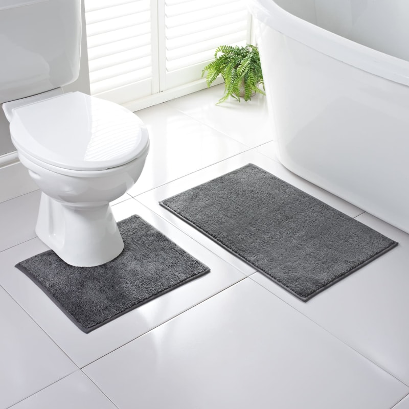 Bathroom Mat & Pedestal Set Black Pedestal & Bath Mats B&M