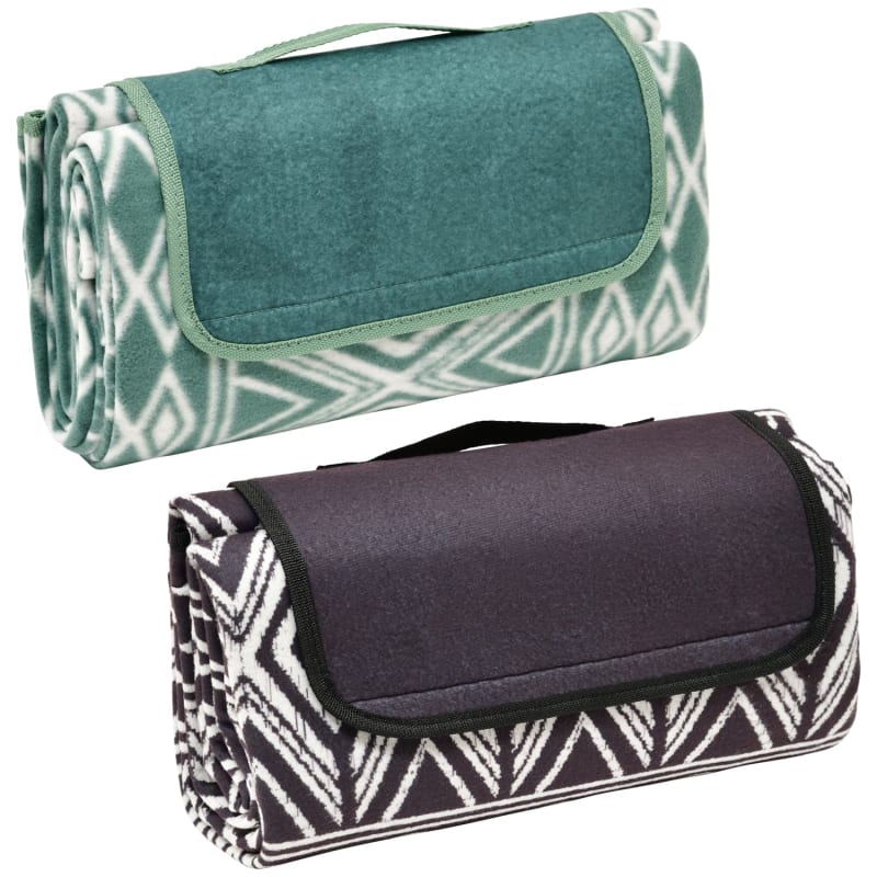 Printed Foldaway Picnic Blanket Green Picnic Blankets B&M