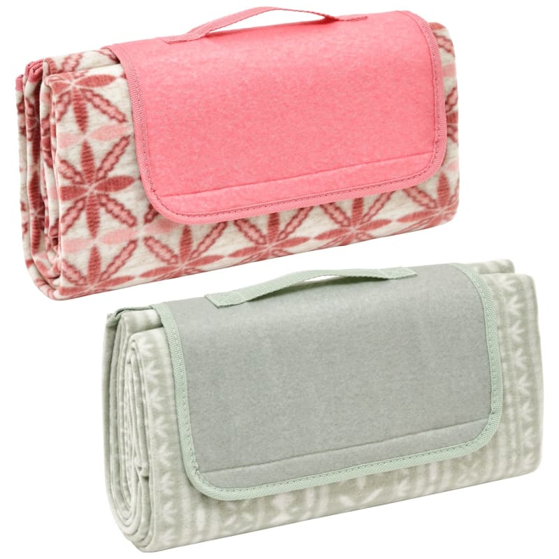 Printed Foldaway Picnic Blanket Pink Picnic Blankets B&M