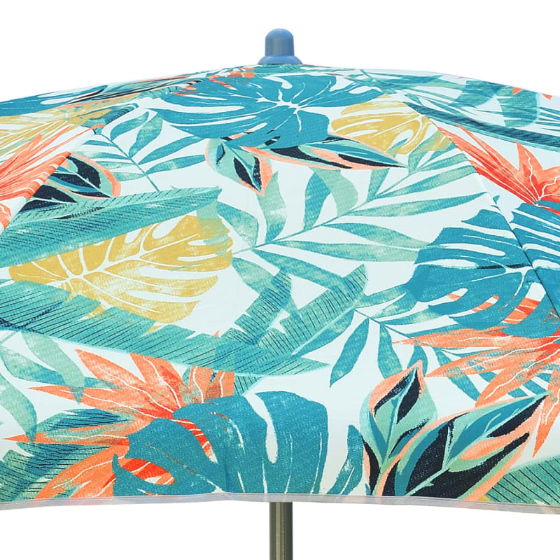 Tropical Retreat Printed Parasol 1.8m Green Leaf Parasol B&M