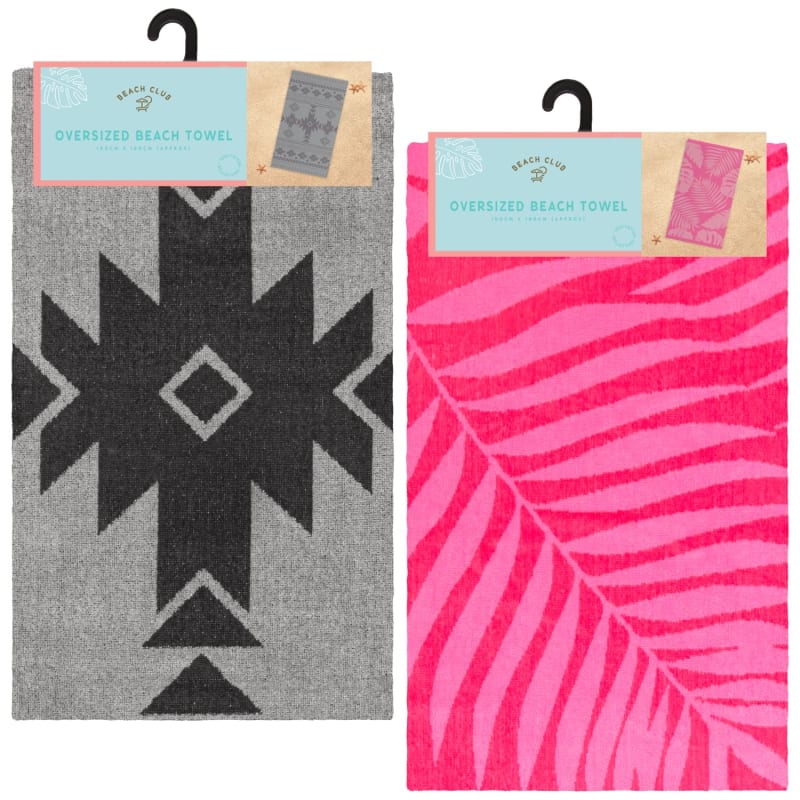 Oversized Jacquard Beach Towel Pink Beach Towels B&M Stores