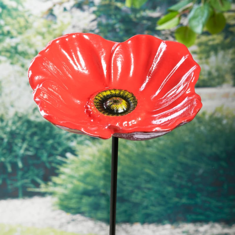 Wilde & Oakes Ground Spike Bird Feeder Poppy B&M Stores