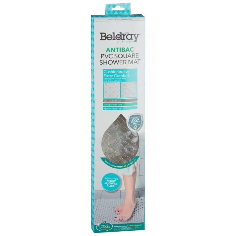 Beldray Antibac Square Shower Mat Bathroom Accessories B&M
