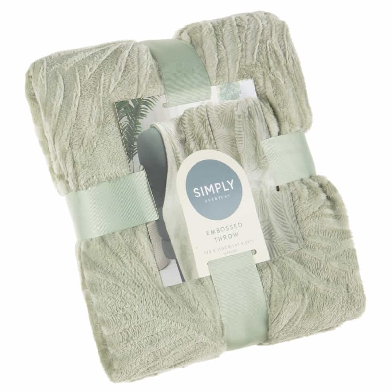 Simply Everyday Embossed Leaf Throw Sage Throws B&M Stores