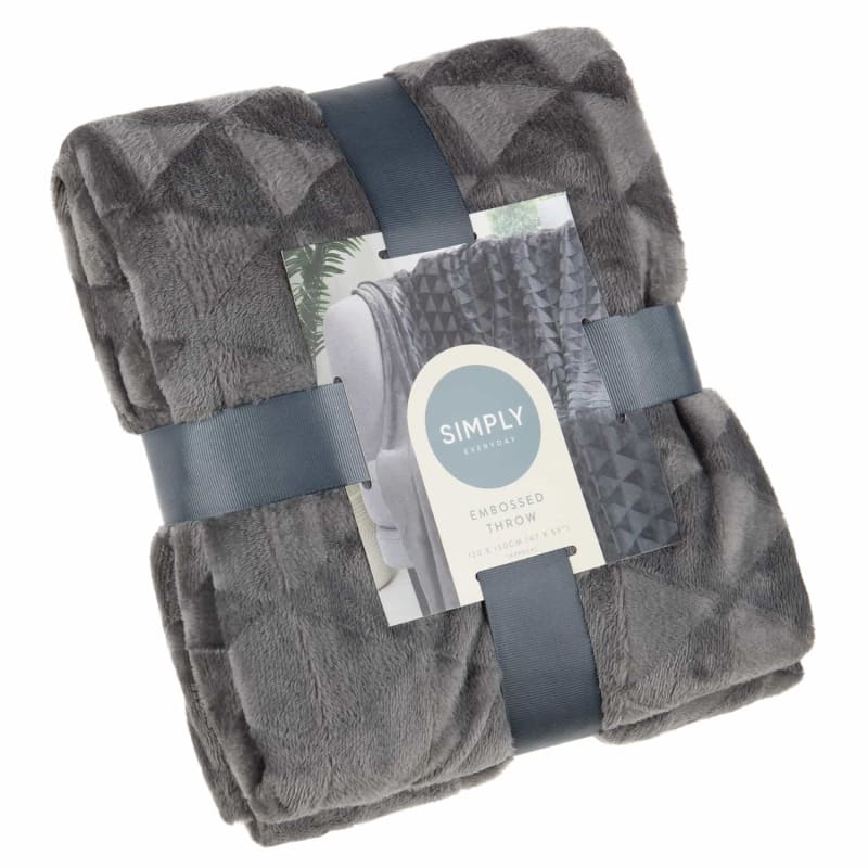 Simply Everyday Embossed Geo Throw Grey Throws B&M Stores