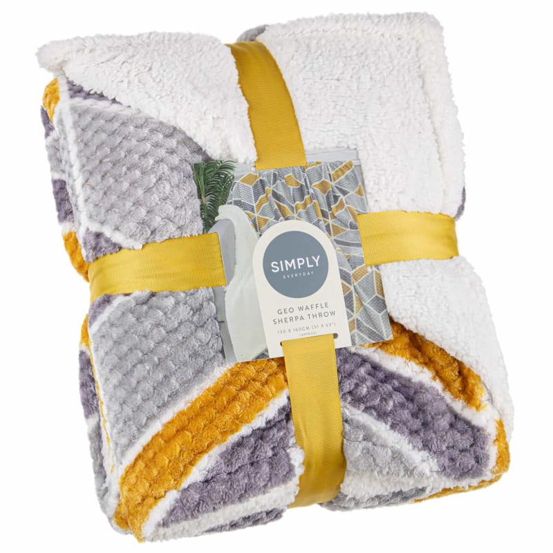 Simply Geo Waffle Throw Ochre Throws B&M Stores