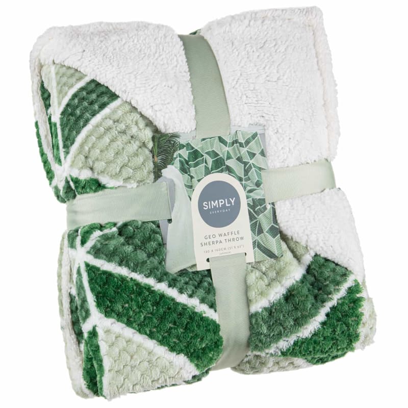 Simply Geo Waffle Throw Green Throws B&M Stores