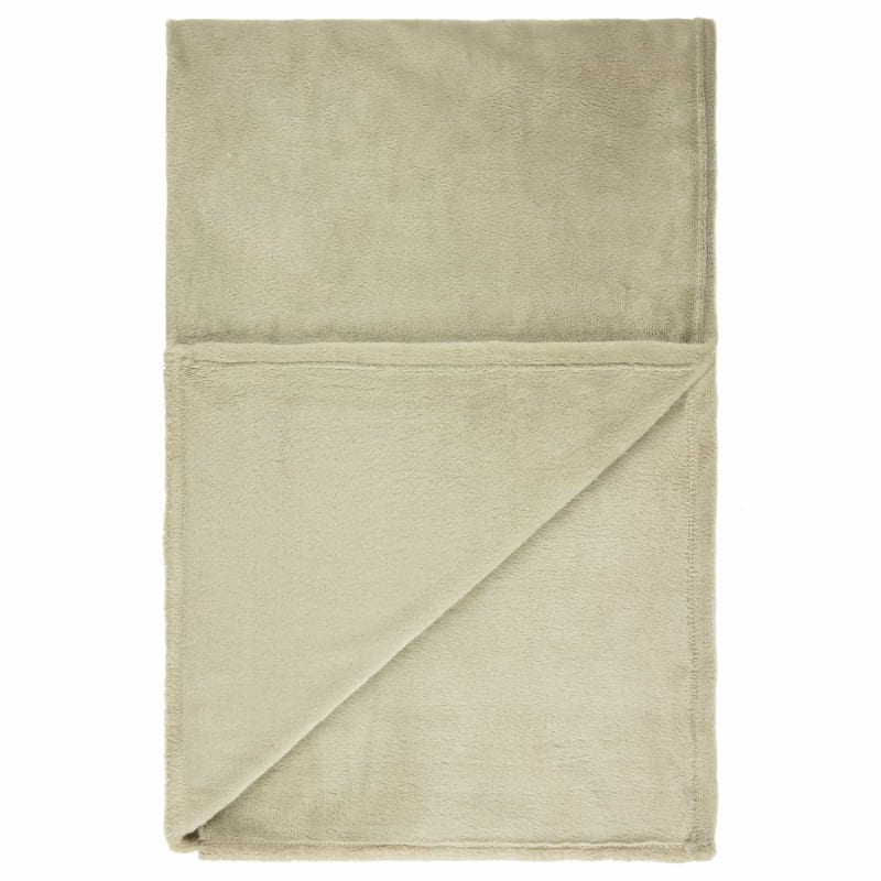 Large Sage Supersoft Fleece Throw Throws B&M Stores