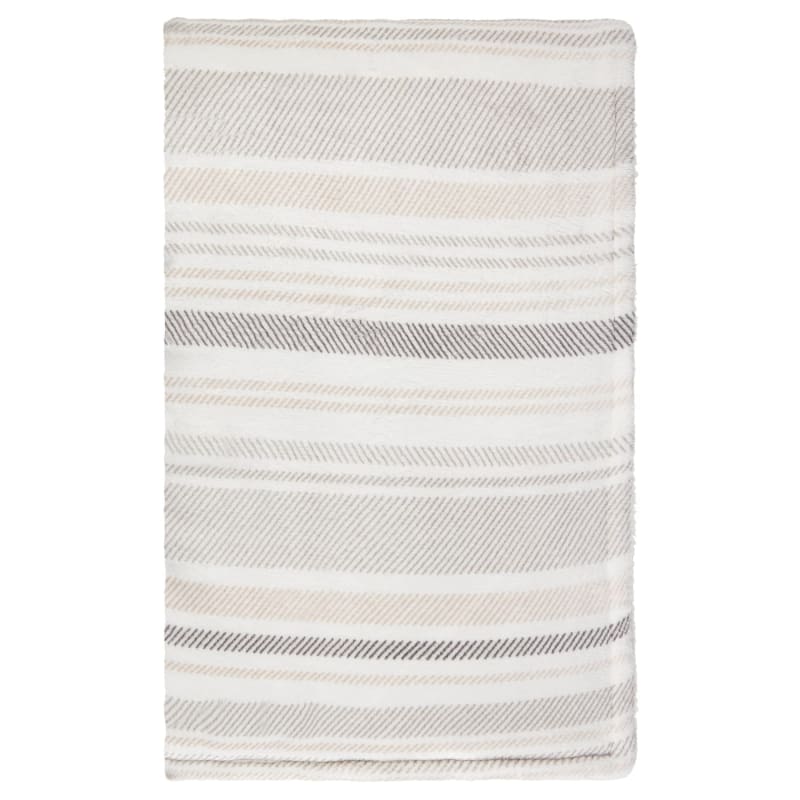 Winston Grey Stripe Sherpa Throw Throws B&M Stores