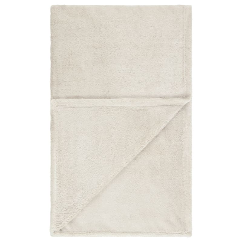 Large Cream Fleece Throw Throws B&M Stores