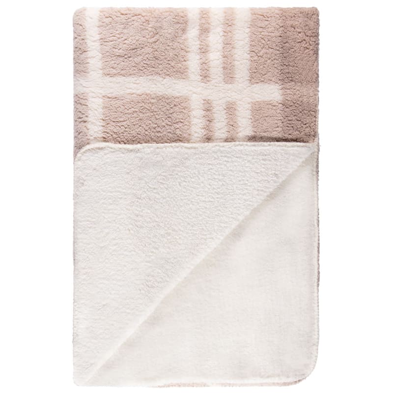 Check Sherpa Throw Natural Home Furnishings, Throws B&M