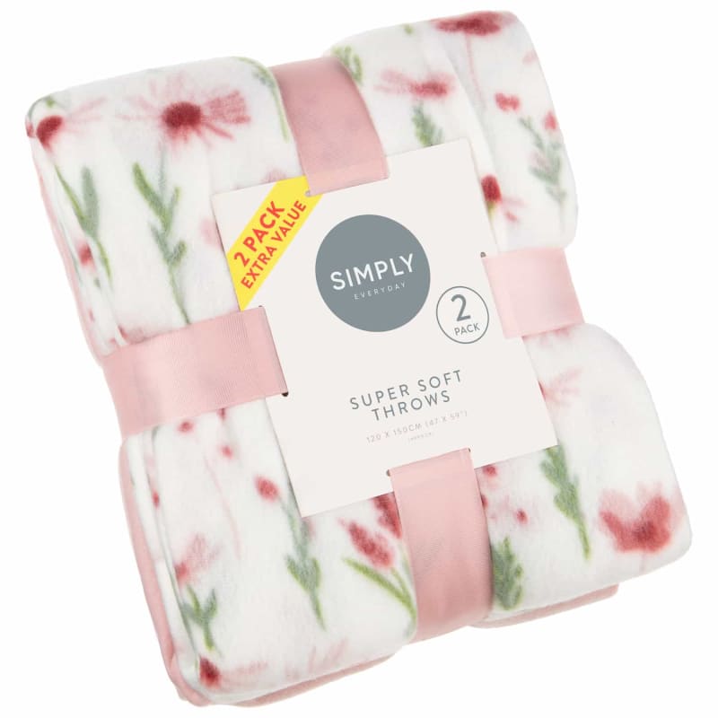 Simply Floral Polar Fleece Throw 2pk Throws B&M Stores