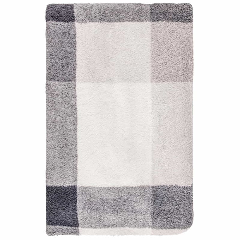 Grey Check Sherpa Throw Throws B&M Stores