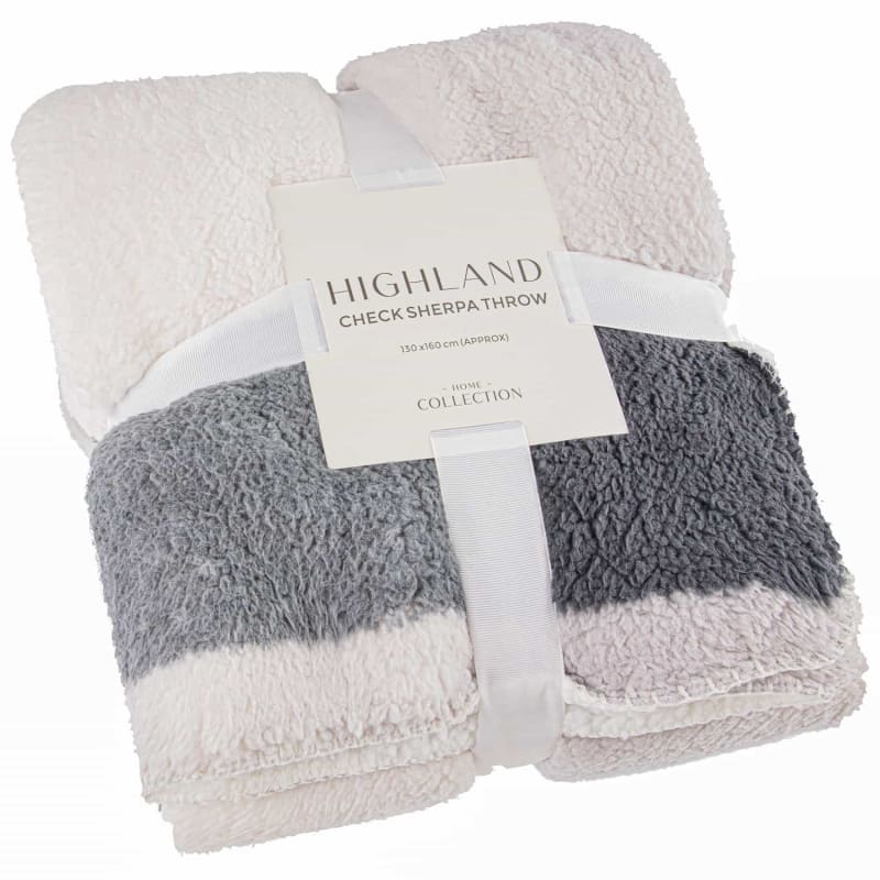 Grey Check Sherpa Throw Throws B&M Stores