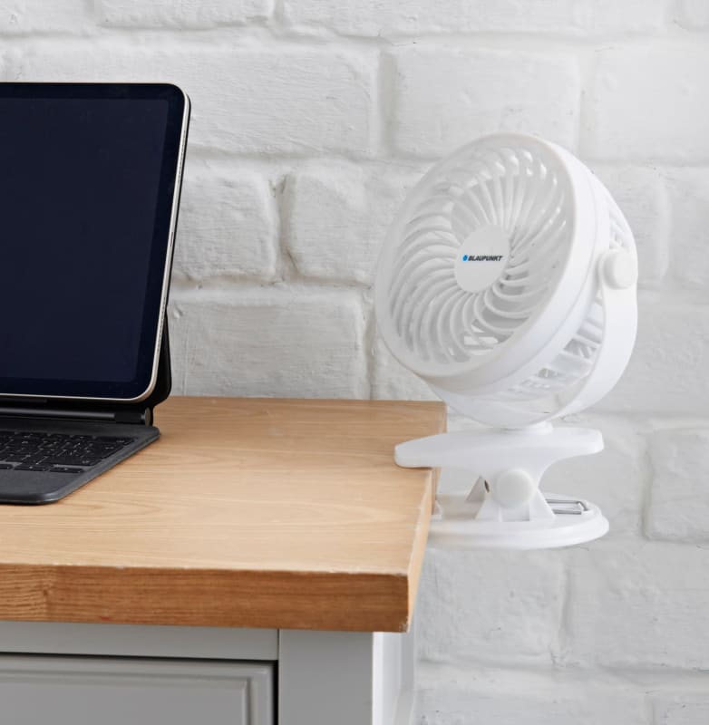 Blaupunkt Cordless Clipon Fan White Fans B&M