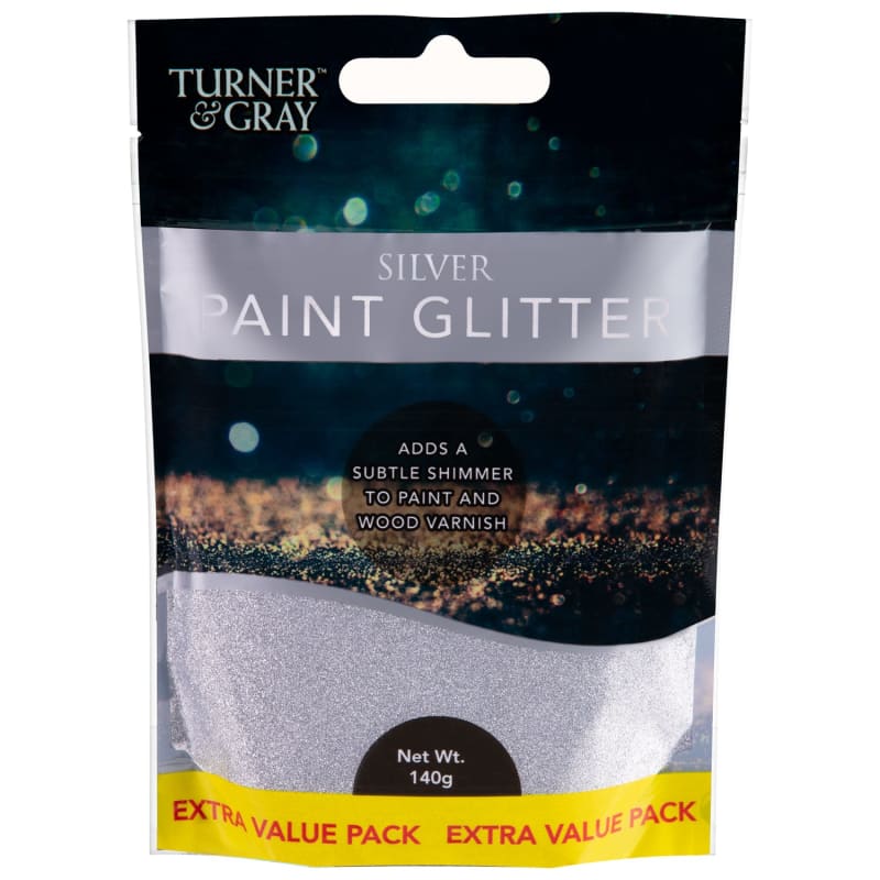 Turner & Gray Paint Glitter 140g Silver Glitter Paint B&M
