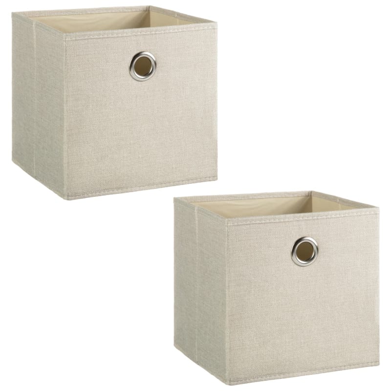Lokken Linen Storage Cubes 2pk Natural Storage Boxes B&M