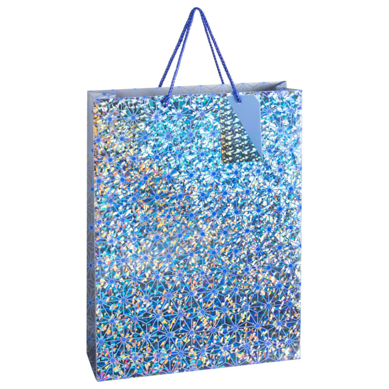 XL Holographic Gift Bag 2pk Blue Gift Bags B&M Stores
