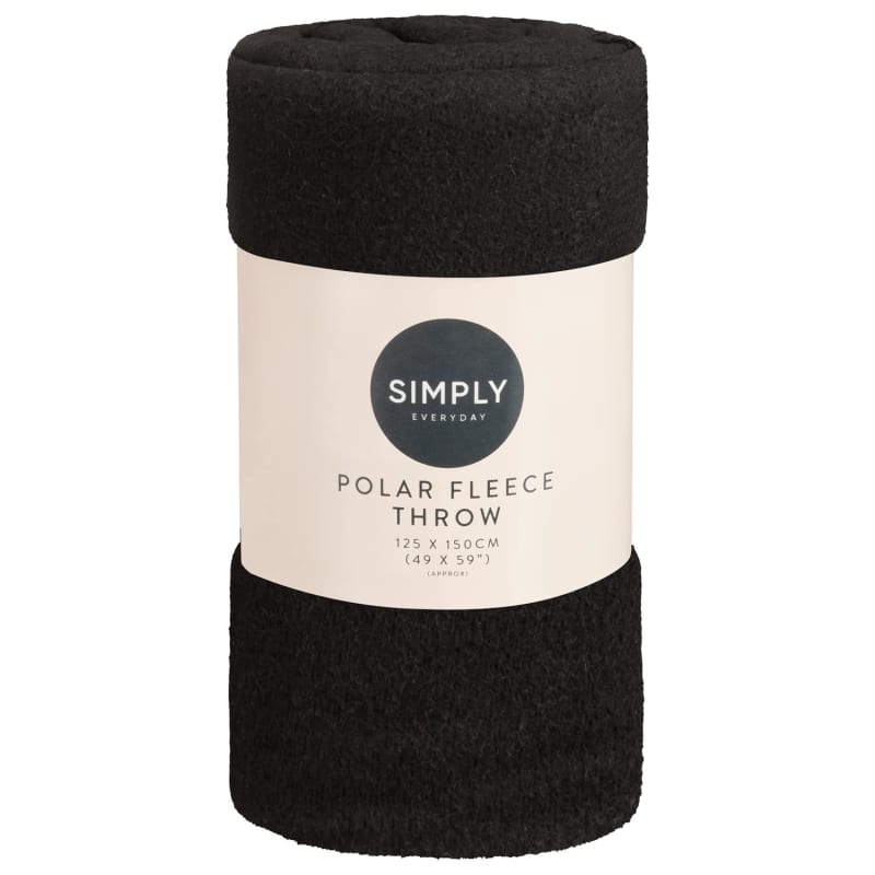 Polar Fleece Throw Black Throws B&M Stores