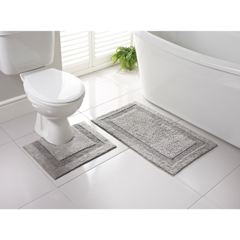 Signature Bath Mat Set Grey Bathroom Accessories B&M
