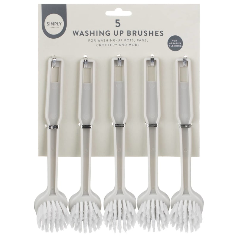 Simply Everyday Washing Up Brushes 5pk Kitchen Accessories B&M
