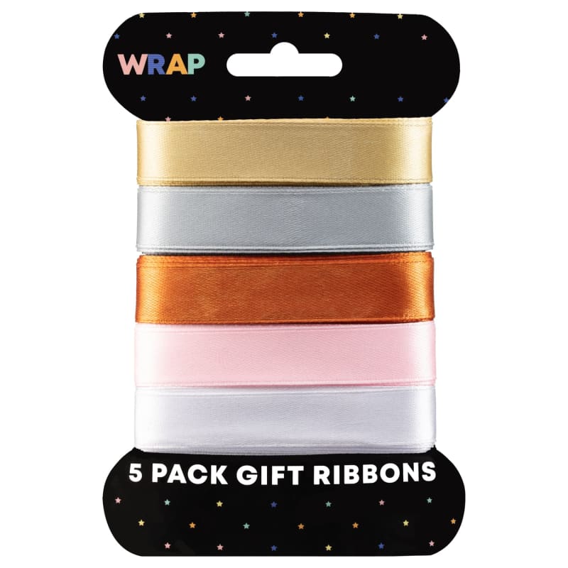 Gift Ribbon 5pk Metallic Gift Wrap & Bags B&M Stores