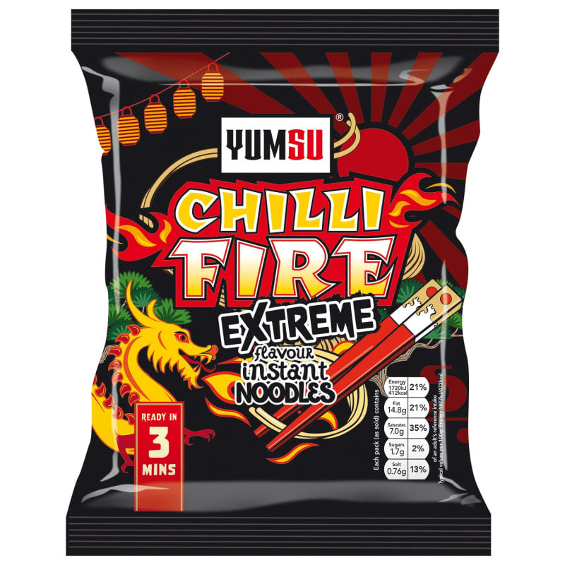 Yumsu Chili Fire Extreme Instant Noodles 87g Groceries B&M