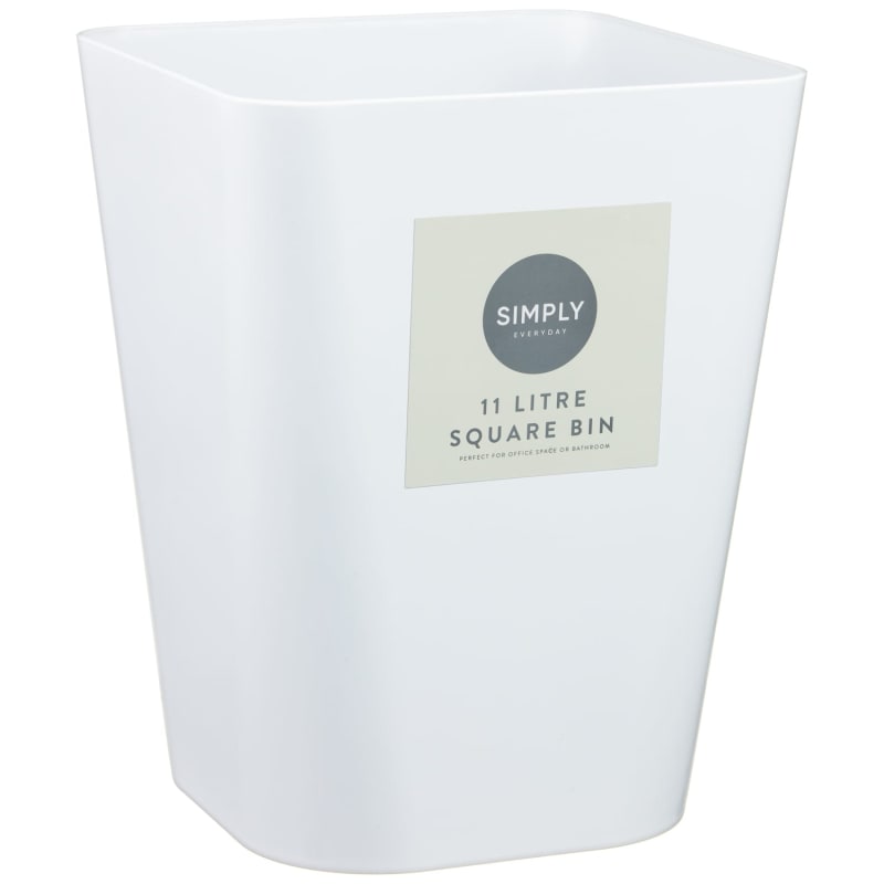 Simply Everyday Square Bin 11L White Bathroom Bins B&M