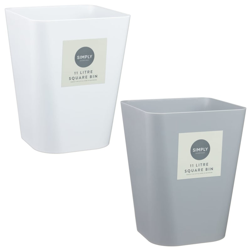 Simply Everyday Square Bin 11L White Bathroom Bins B&M