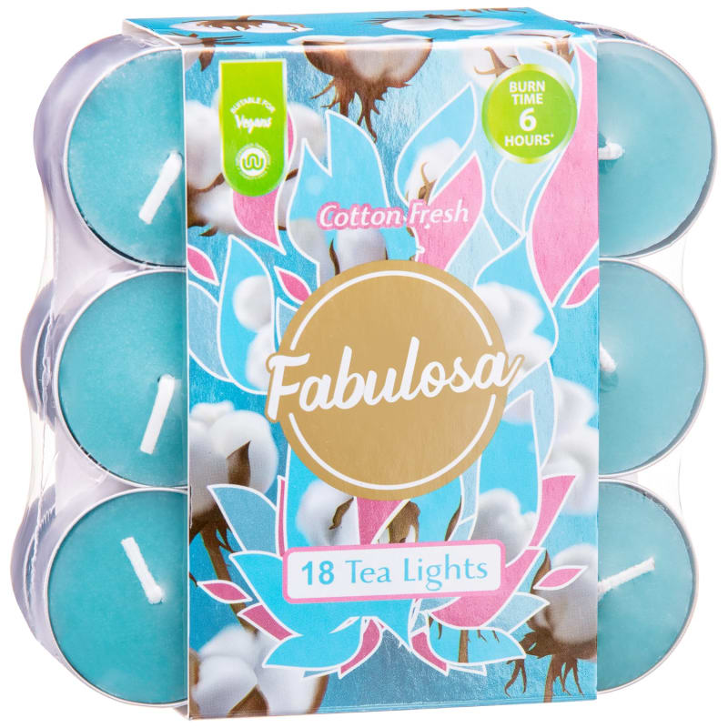 Fabulosa Tea Lights 18pk Cotton Fresh Tealights B&M Stores