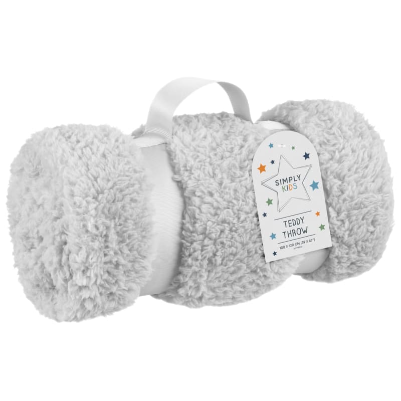 Simply Kids Teddy Throw Light Grey Throws B&M Stores