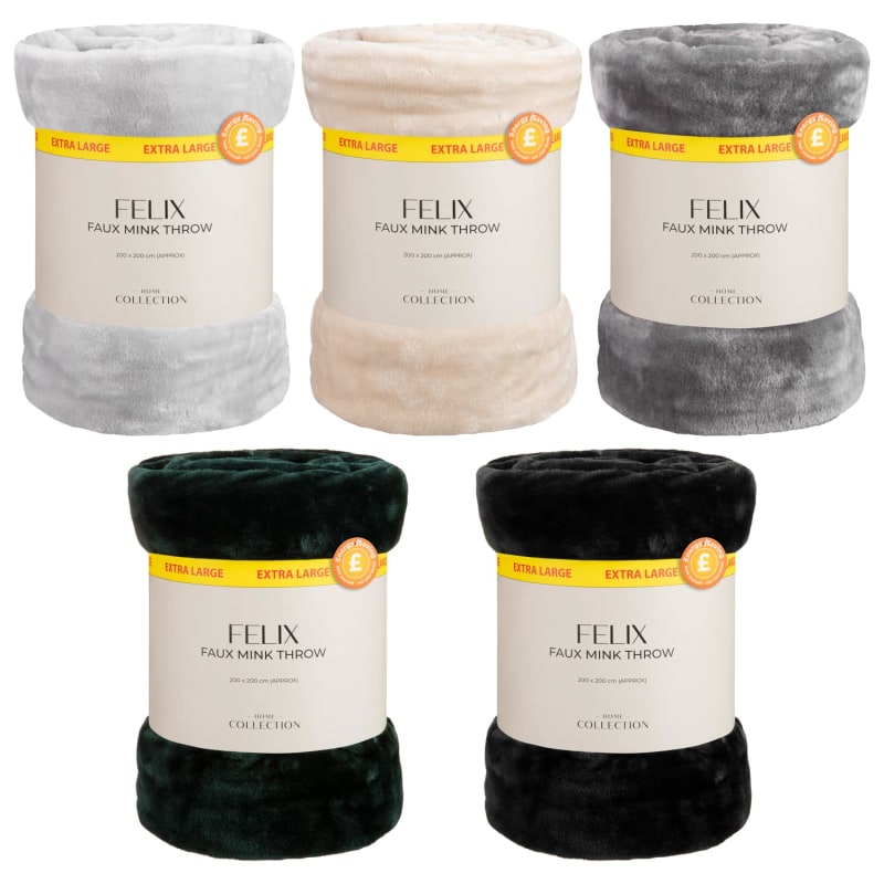 Felix Faux Mink Throw Dark Green Home Furnishings, Throws B&M