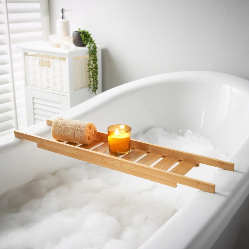 Bamboo Over The Bath Rack Natural Bathroom Accessories B&M