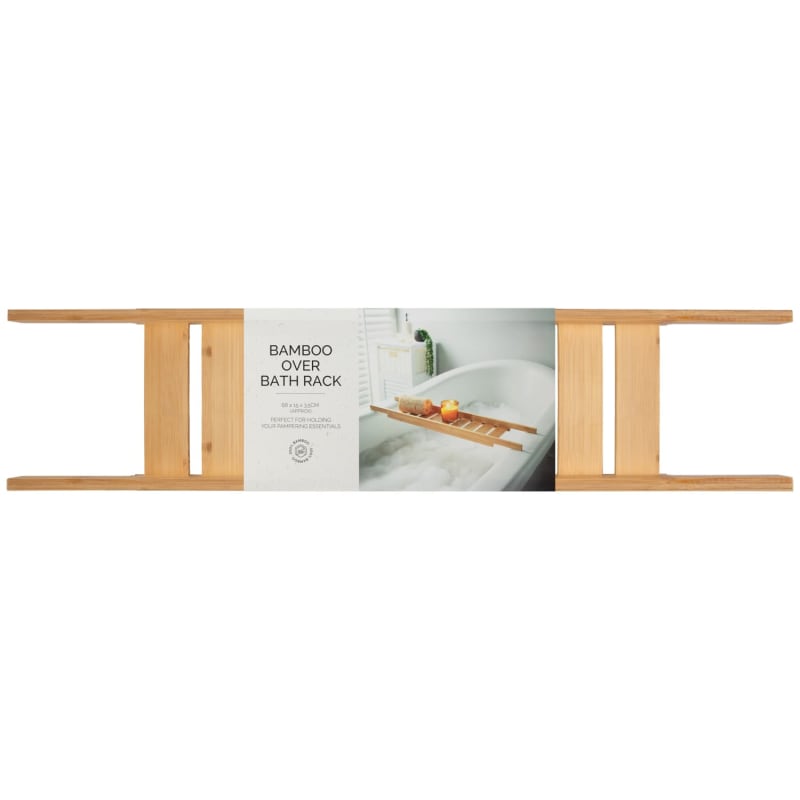 Bamboo Over The Bath Rack Natural Bathroom Accessories B&M