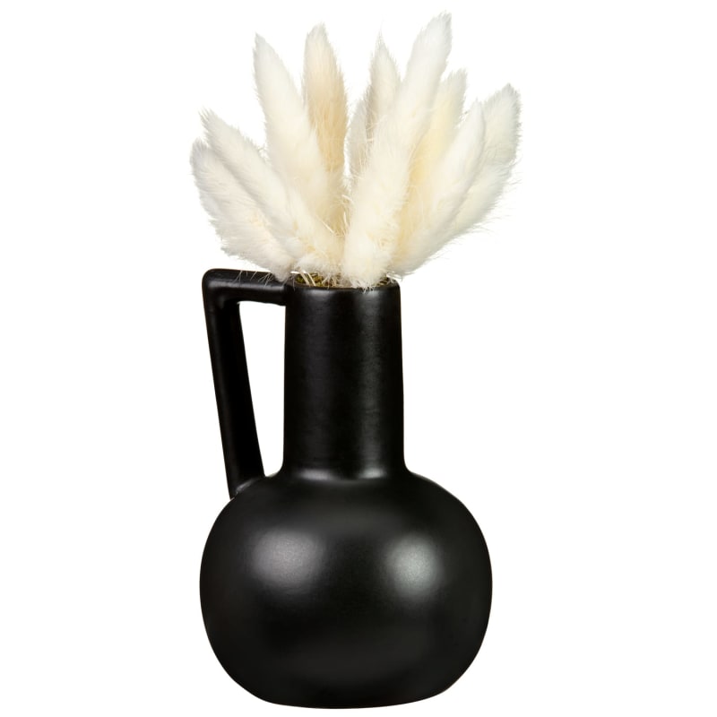 Bunny Tails in Black Handled Vase Vases & Artificial Flowers B&M