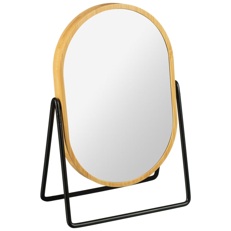 Bamboo Mirror With Black Stand | Bathroom Furniture | B&M Stores