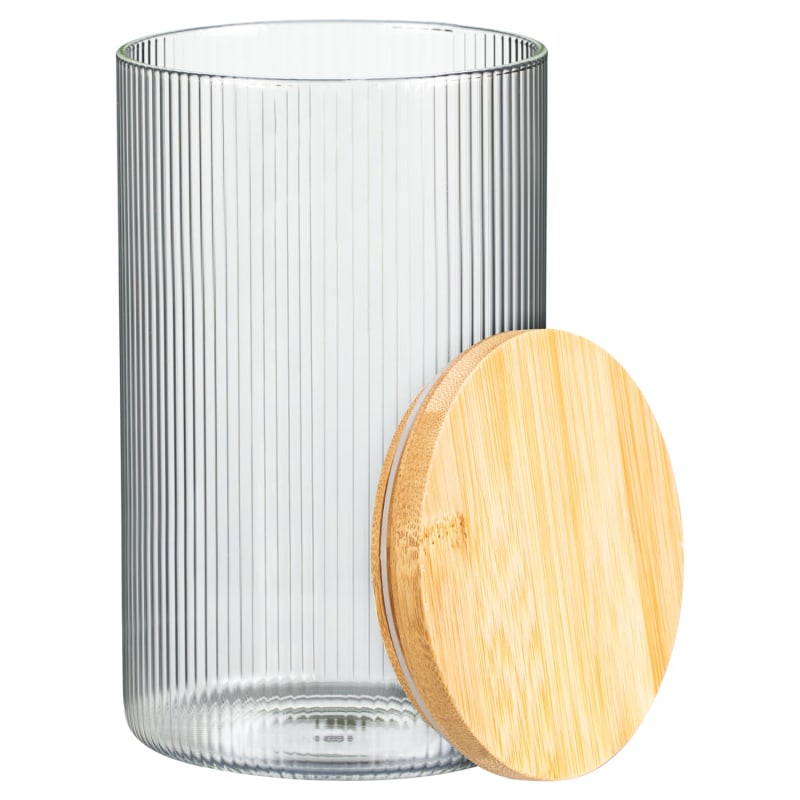 Ribbed Glass Storage Jar 1350ml Kitchen Storage B&M Stores