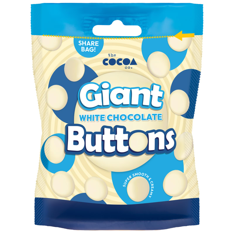 The Cocoa Co Giant White Chocolate Buttons Chocolate Pouches B&M