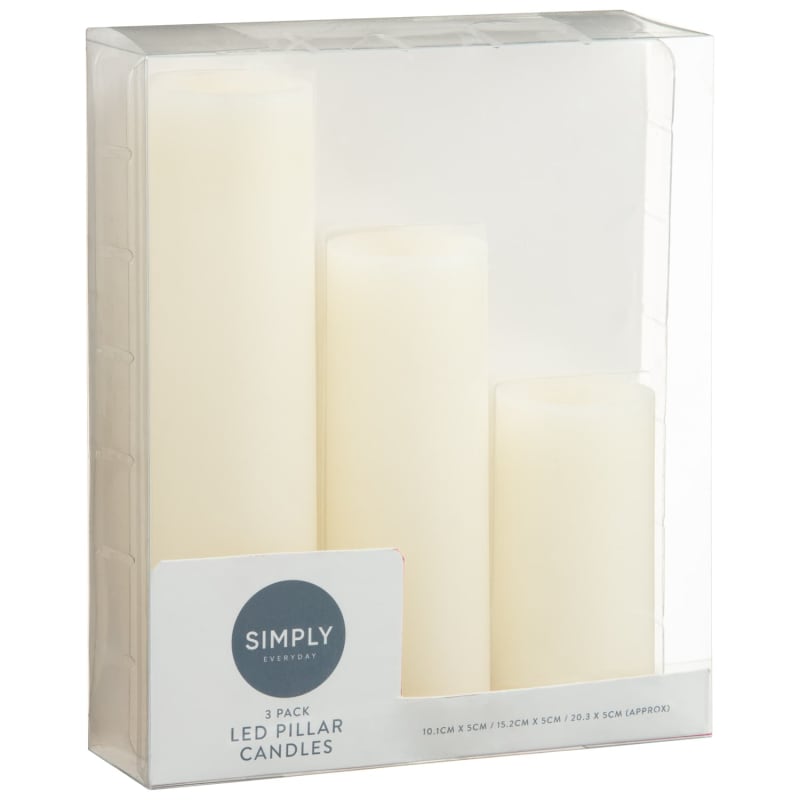 Simply Everyday LED Pillar Candles 3pk Candles B&M