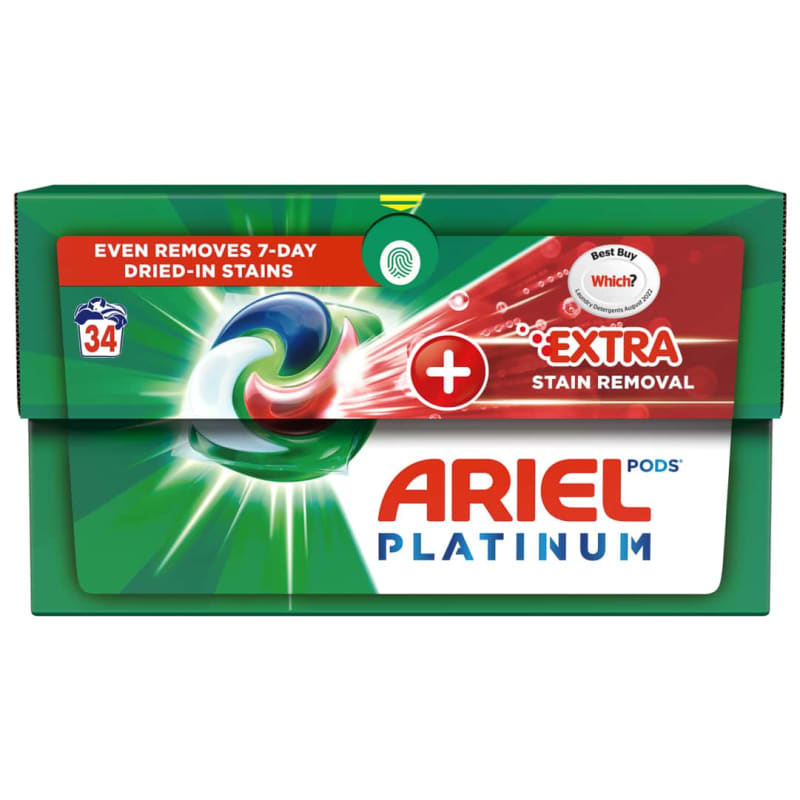 Ariel Platinum Pods + Extra Stain Removal 34 Washes B&M Stores