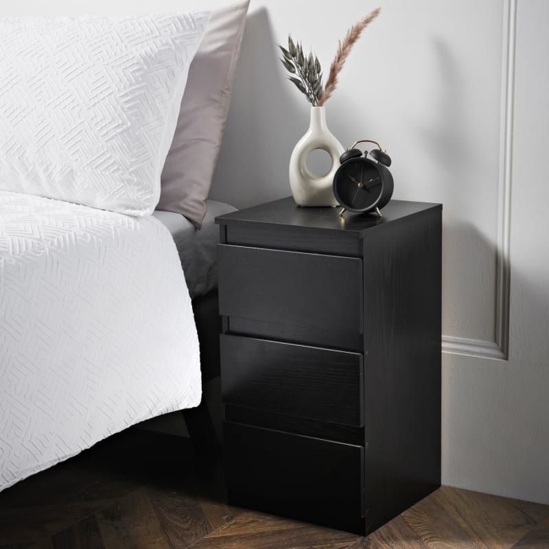 Sienna 3 Drawer Bedside Table Bedside Tables B&M